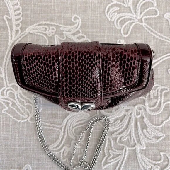 Brighton (Designer) Small Burgundy Leather Crossbody with Heart & Accents EUC - Picture 6 of 8